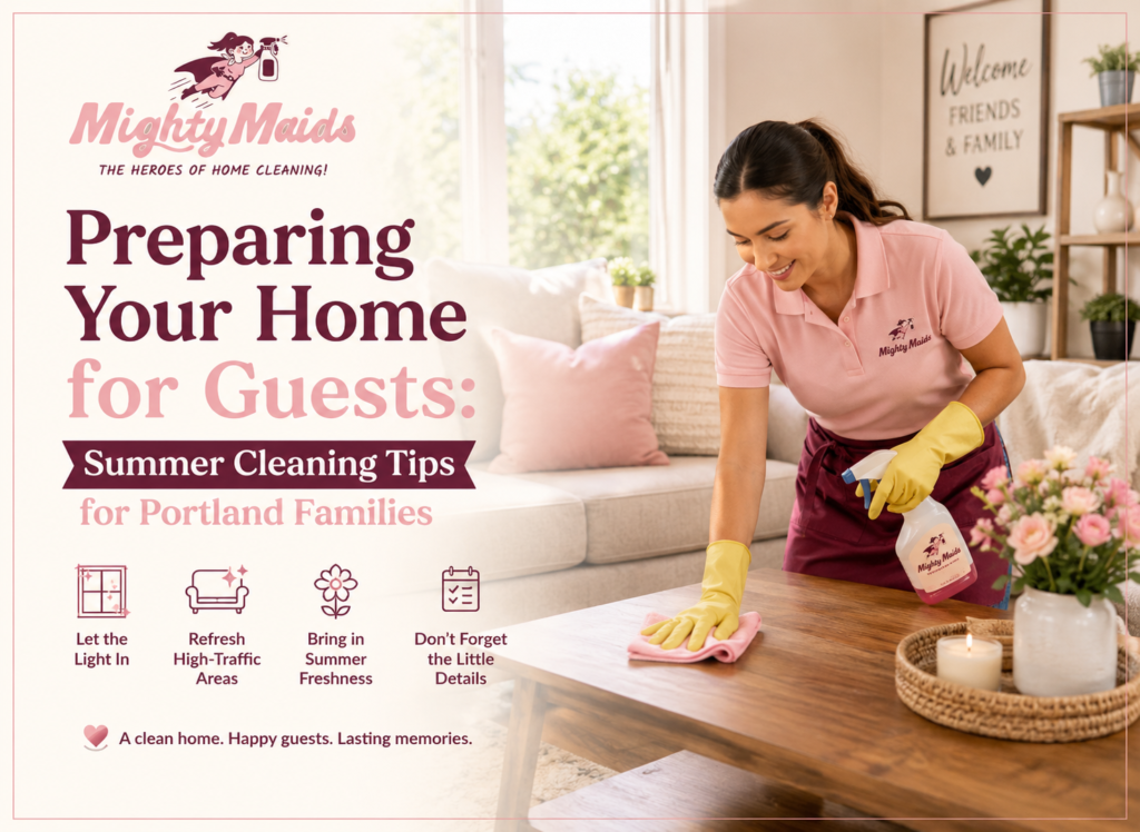 House cleaning service preparing a Portland home for summer guests